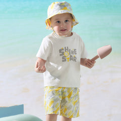 Dave&Bella Summer Toddler Boys Yellow Round Collar Daily Comfortable Breathable Sets