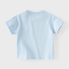 Dave&Bella Summer Toddler Boys Sky Blue Short Sleeve Lightweight Casual T-shirts