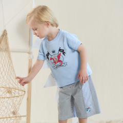 Dave&Bella Summer Toddler Boys Sky Blue Short Sleeve Lightweight Casual T-shirts