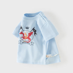 Dave&Bella Summer Toddler Boys Sky Blue Short Sleeve Lightweight Casual T-shirts