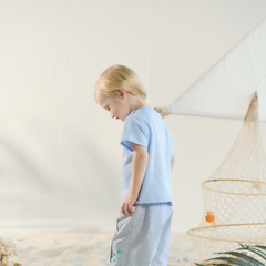 Dave&Bella Summer Toddler Boys Sky Blue Short Sleeve Lightweight Casual T-shirts