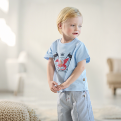 Dave&Bella Summer Toddler Boys Sky Blue Short Sleeve Lightweight Casual T-shirts