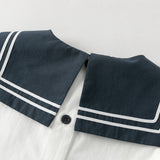 Dave&Bella Summer Toddler Girls White Preppy Soft Sleeveless Naval Collar Dress (Copy)-1