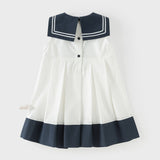 Dave&Bella Summer Toddler Girls White Preppy Soft Sleeveless Naval Collar Dress (Copy)-1