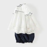 Dave&Bella Summer Toddler Girls White Cotton Design Comfortable Casual Top Shorts Sets