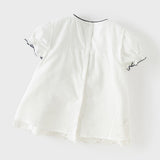 Dave&Bella Summer Toddler Girls White Cotton Design Comfortable Casual Top Shorts Sets