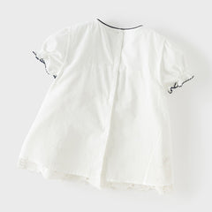 Dave&Bella Summer Toddler Girls White Cotton Design Comfortable Casual Top Shorts Sets