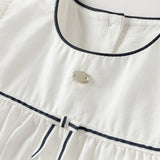 Dave&Bella Summer Toddler Girls White Cotton Design Comfortable Casual Top Shorts Sets