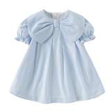 Dave&Bella Summer Toddler Girls Blue White Striped Round Collar Soft Casual Birthday Dress
