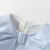 Dave&Bella Summer Toddler Girls Blue White Striped Round Collar Soft Casual Birthday Dress