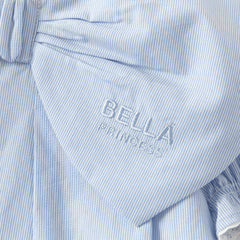 Dave&Bella Summer Toddler Girls Blue White Striped Round Collar Soft Casual Birthday Dress