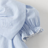 Dave&Bella Summer Toddler Girls Blue White Striped Round Collar Soft Casual Birthday Dress
