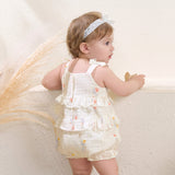 Dave&Bella Summer Baby Girls Floral Print Adorable Cotton Soft Casual Lightweight Romper