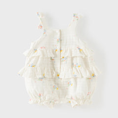 Dave&Bella Summer Baby Girls Floral Print Adorable Cotton Soft Casual Lightweight Romper