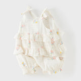 Dave&Bella Summer Baby Girls Floral Print Adorable Cotton Soft Casual Lightweight Romper