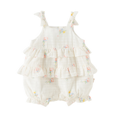 Dave&Bella Summer Baby Girls Floral Print Adorable Cotton Soft Casual Lightweight Romper