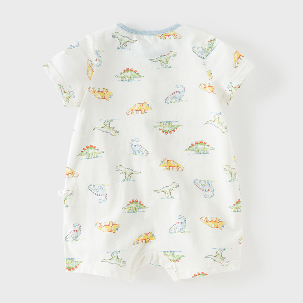 Dave&Bella Summer Baby Boys Dinosaur Print Cute Cotton Soft Lightweight Daily Romper