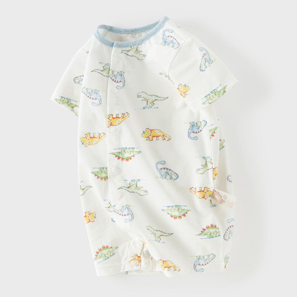 Dave&Bella Summer Baby Boys Dinosaur Print Cute Cotton Soft Lightweight Daily Romper