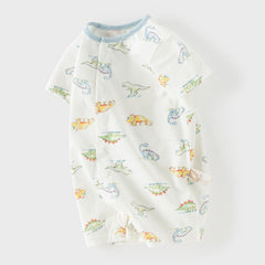 Dave&Bella Summer Baby Boys Dinosaur Print Cute Cotton Soft Lightweight Daily Romper