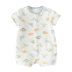 Dave&Bella Summer Baby Boys Dinosaur Print Cute Cotton Soft Lightweight Daily Romper