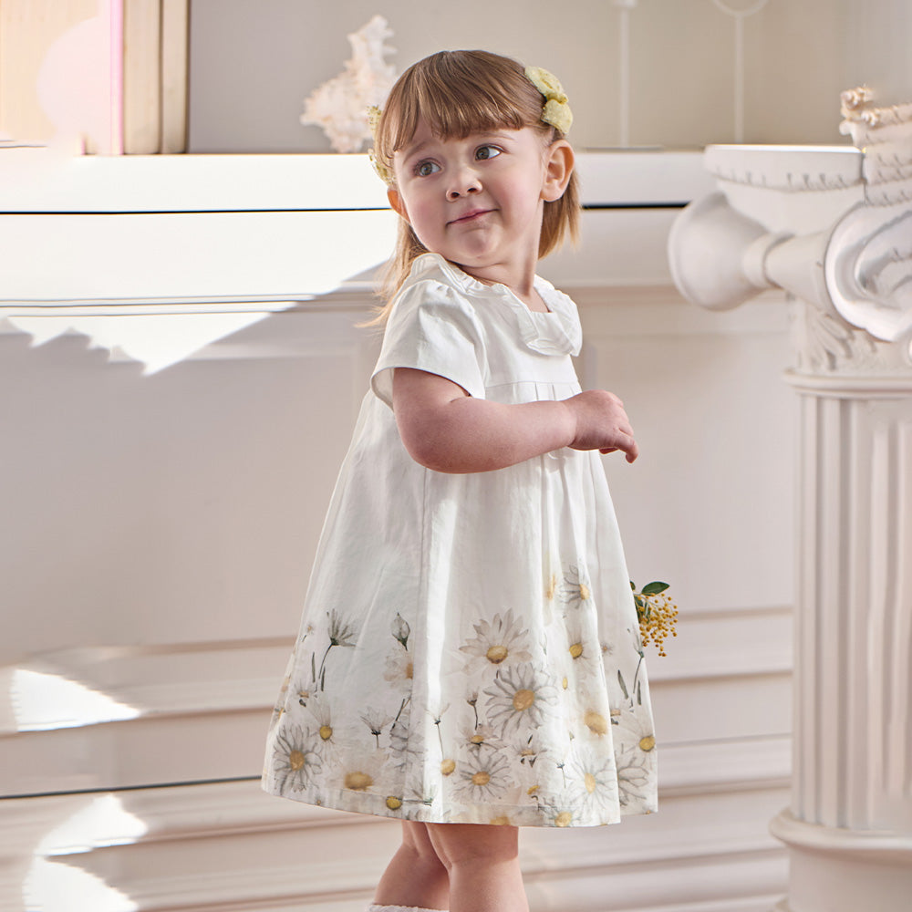 Dave&Bella Summer Toddler Girls Daisy Print Cute Doll Collar Cotton Soft Party A-Line Dress