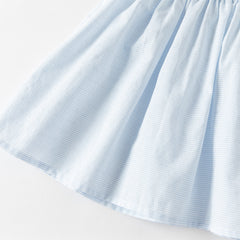 Dave&Bella Summer Toddler Girls Blue Sleeveless Breathable Cute Embroidered Outfit Sets