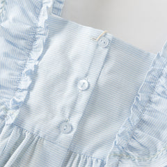 Dave&Bella Summer Toddler Girls Blue Sleeveless Breathable Cute Embroidered Outfit Sets