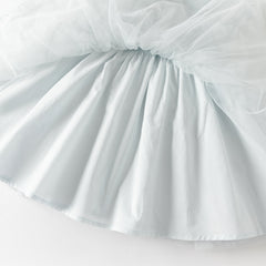 Dave&Bella Summer Toddler Girls Lake Blue Short Sleeve Casual Mesh Birthday Dress