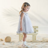 Dave&Bella Summer Toddler Girls Bow Print White Blue Striped Party Soft A-line Dress (Copy)-1