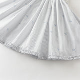 Dave&Bella Summer Toddler Girls Bow Print White Blue Striped Party Soft A-line Dress (Copy)-1