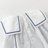 Dave&Bella Summer Toddler Girls Bow Print White Blue Striped Party Soft A-line Dress (Copy)-1