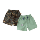 Dave&Bella Summer Toddler Boys Green/Print Comfortable Casual Straight-leg Wide Shorts