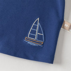 Dave&Bella Summer Toddler Boys Daily Blue Polo Collar Comfortable Outfit Sets