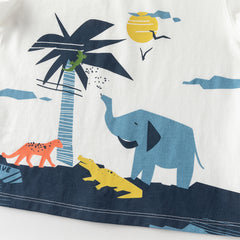 Dave&Bella Summer Toddler Boys White Short Sleeve Soft Cotton Holiday Outfit Sets