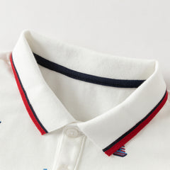 Dave&Bella Summer Toddler Boys College-style White Polo Collar Stretchable Outfit Sets