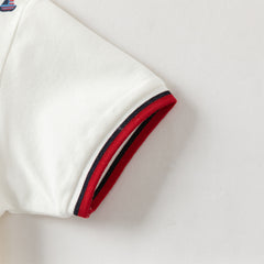 Dave&Bella Summer Toddler Boys College-style White Polo Collar Stretchable Outfit Sets
