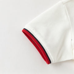 Dave&Bella Summer Toddler Boys College-style White Polo Collar Stretchable Outfit Sets