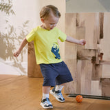 Dave&Bella Summer Toddler Boys Green Animal Print Casual Comfortable Top Shorts Sets