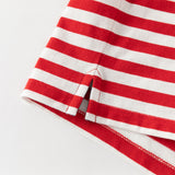 Dave&Bella Toddler Boys Summer Red Striped Breathable Cotton Everyday Outfit Sets