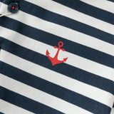 Dave&Bella Toddler Boys Summer College-style Blue White Striped Breathable Outfit Sets