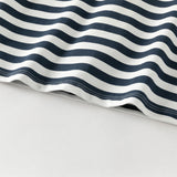 Dave&Bella Toddler Boys Summer College-style Blue White Striped Breathable Outfit Sets