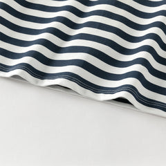 Dave&Bella Toddler Boys Summer College-style Blue White Striped Breathable Outfit Sets