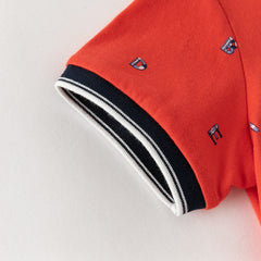 Dave&Bella Summer Toddler Boys Gentle Red Short Sleeve Breathable Formal Outfit Sets