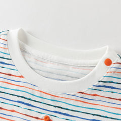 Dave&Bella Summer Toddler Boys Striped Daily Cotton Leisure Breathable Top Shorts Sets