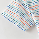 Dave&Bella Summer Toddler Boys Striped Daily Cotton Leisure Breathable Top Shorts Sets