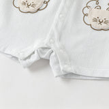 Dave&Bella Baby Boys Summer Casual Beige Cute Cartoon Short Sleeve Indoor Rompers