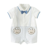 Dave&Bella Baby Boys Summer Casual Beige Cute Cartoon Short Sleeve Indoor Rompers