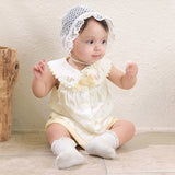 Dave&Bella Baby Girls Summer Charming Yellow Floral Sleeveless Cotton Cute Rompers