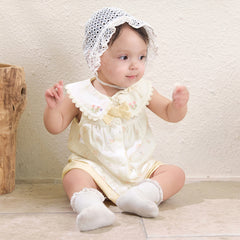 Dave&Bella Baby Girls Summer Charming Yellow Floral Sleeveless Cotton Cute Rompers