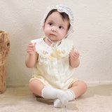 Dave&Bella Baby Girls Summer Charming Yellow Floral Sleeveless Cotton Cute Rompers